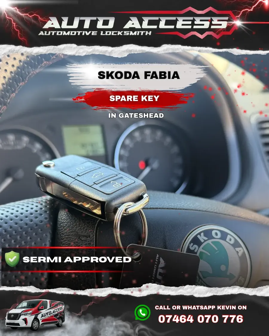 Skoda Fabia spare key cut and programmed by Auto Access auto locksmith in Gateshead