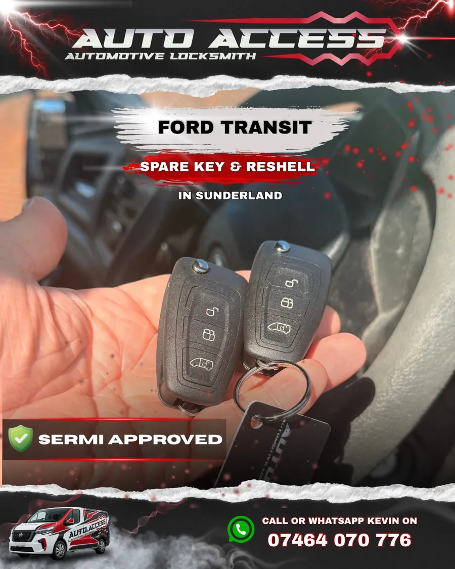 Ford Transit spare key and key reshell carried out by Auto Access auto locksmith in Sunderland