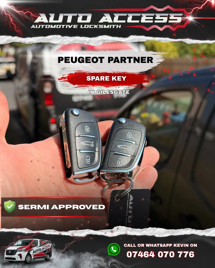Peugeot Partner spare keys cut and programmed by Auto Access auto locksmith in Gilesgate, Durham