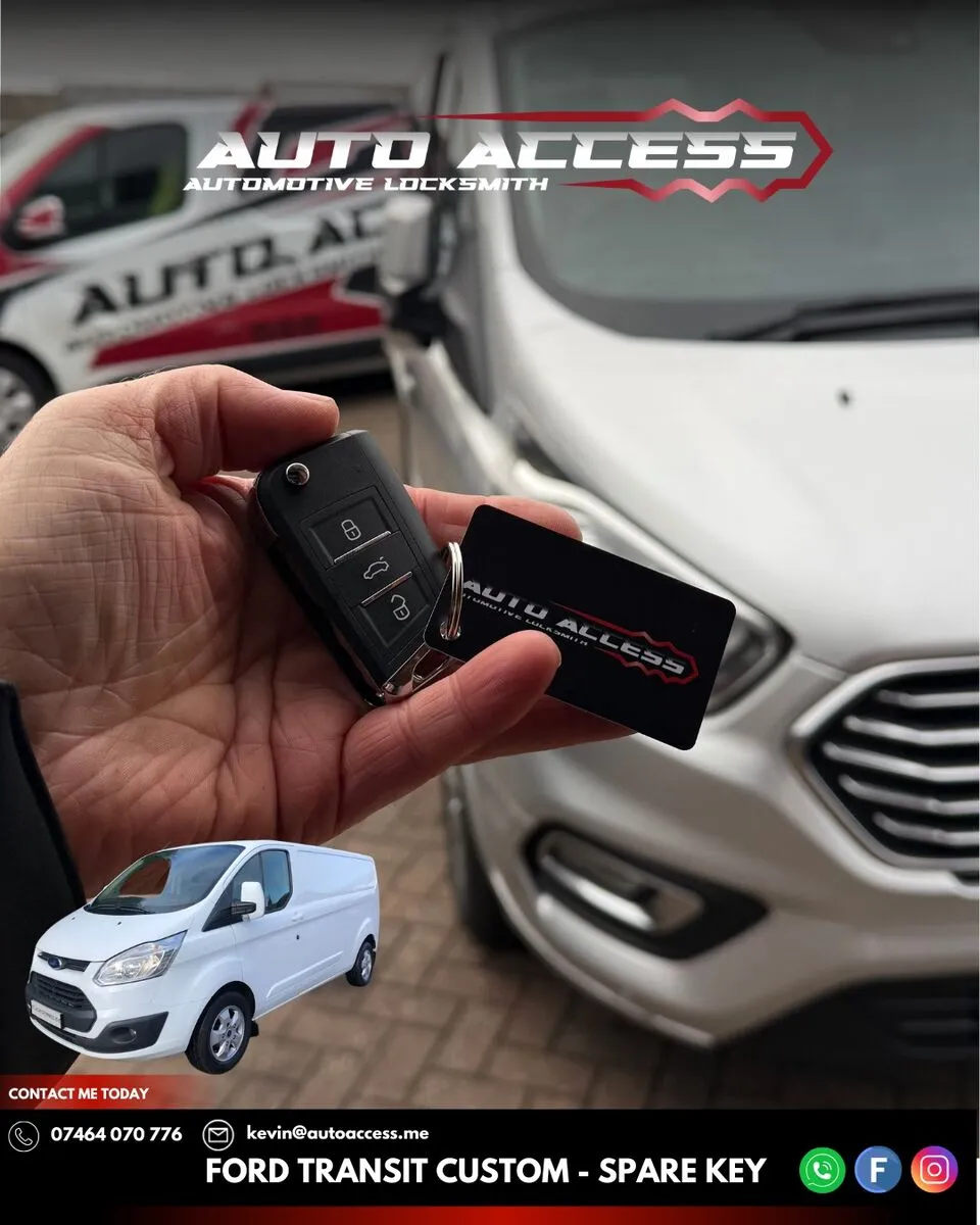 Spare flip key programmed for a Ford Transit Custom in Durham by Auto Access mobile auto locksmith