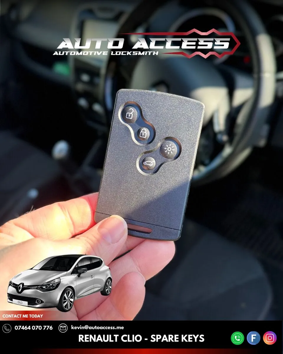 Renault Clio spare key card programmed by Auto Access auto locksmith in Wynyard, Billingham
