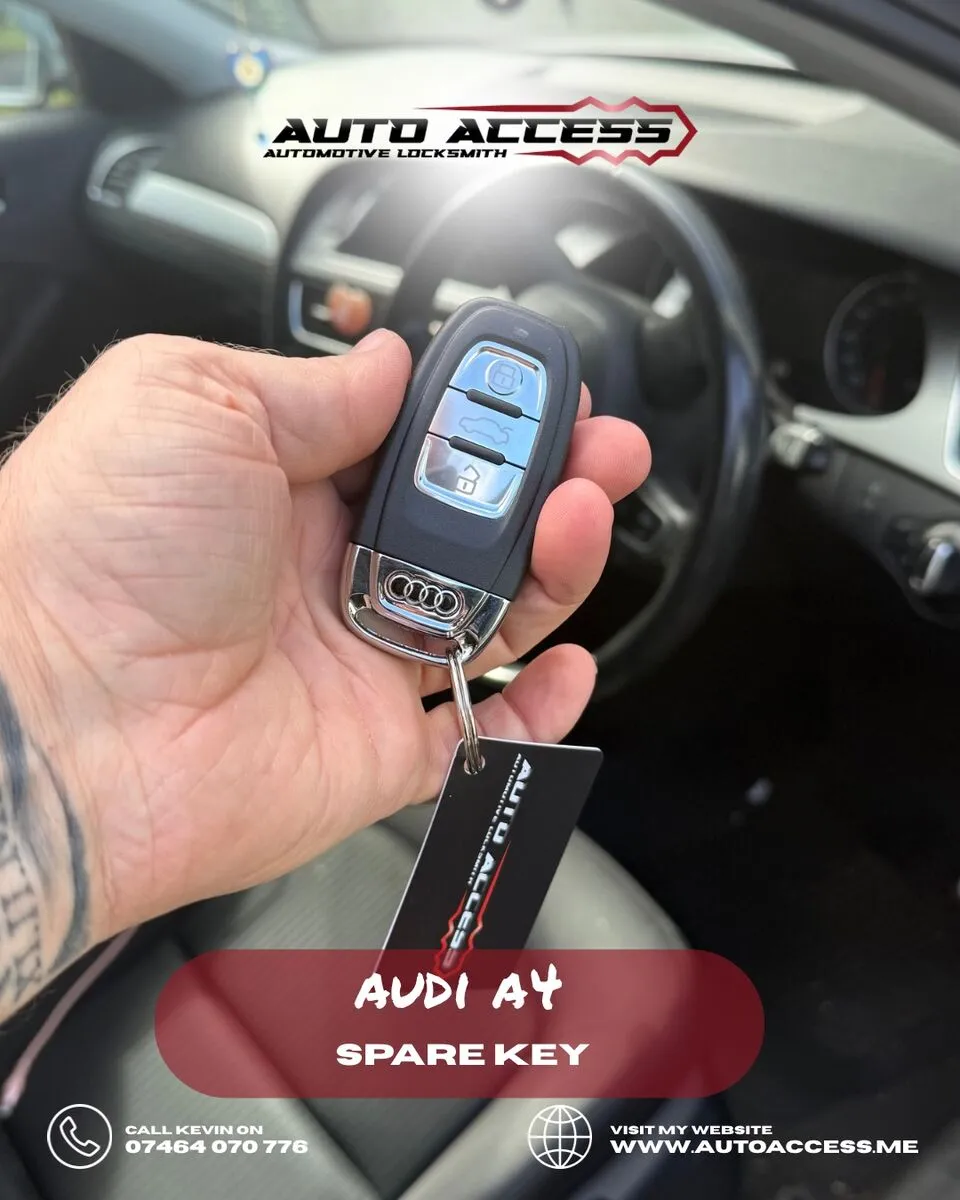 Audi A4 spare key cut and programmed by Auto Access auto locksmith in Blackwell, Darlington