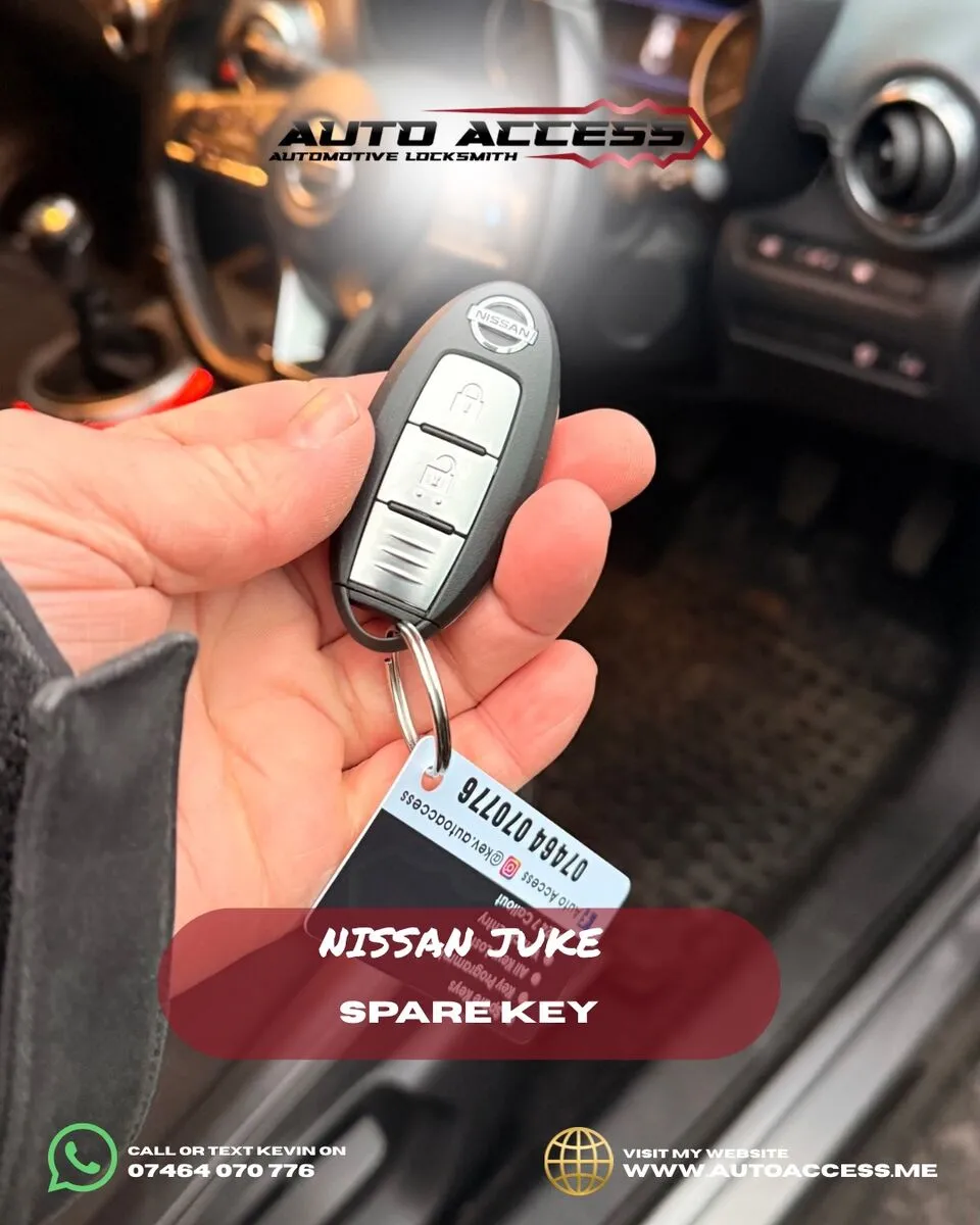 Nissan Juke spare key cut and programmed by Auto Access auto locksmith in Springwell, Gateshead