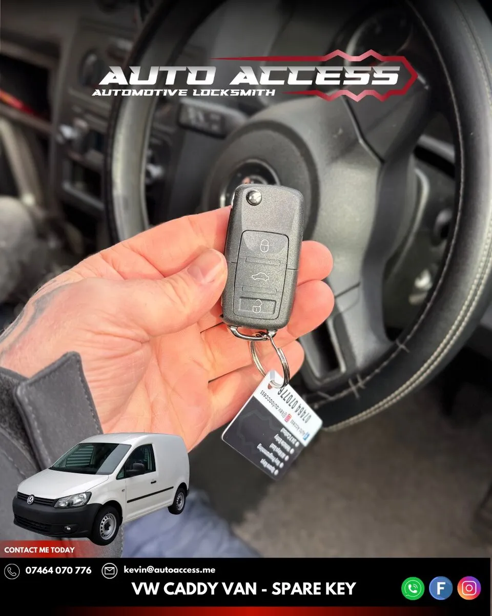 VW Caddy Van spare key cut and programmed by Auto Access auto locksmith in Wrekenton, Gateshead