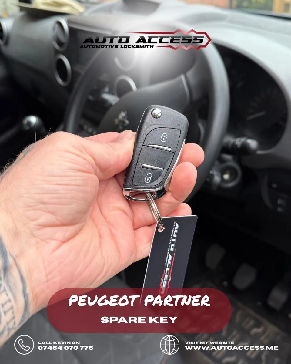 Peugeot Partner spare key cut and programmed by Auto Access auto locksmith in Fenham, Newcastle