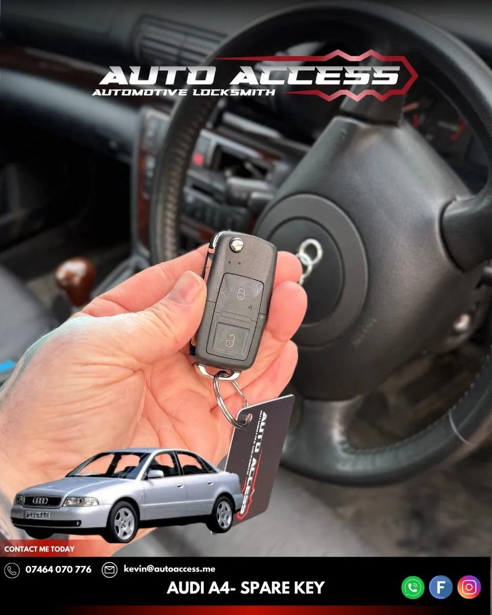 Audi A4 spare key cut and programmed by Auto Access auto locksmith in Newton Aycliffe