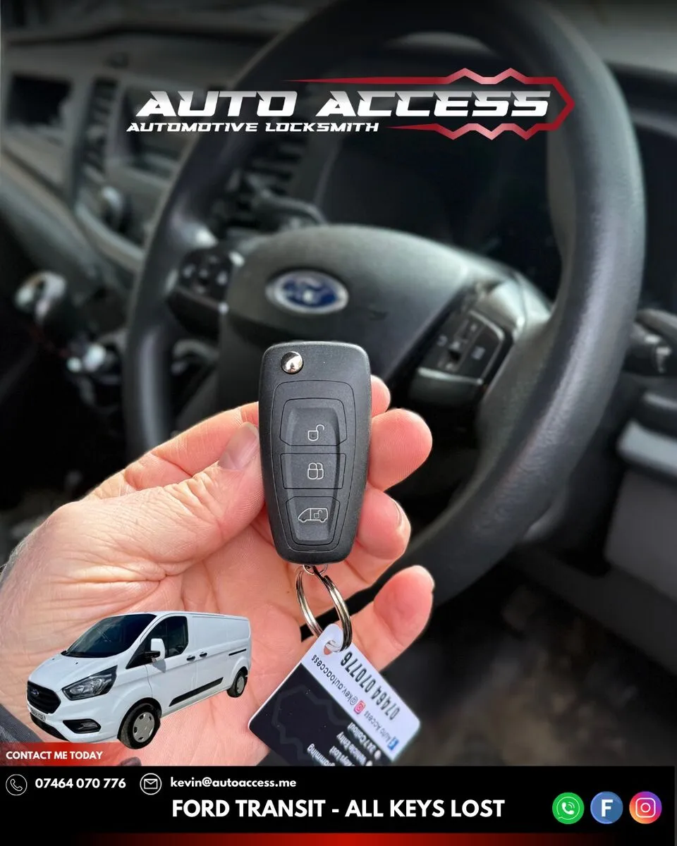 Ford Transit Custom all keys lost replacement by Auto Access auto locksmith in Woodham, Newton Aycliffe