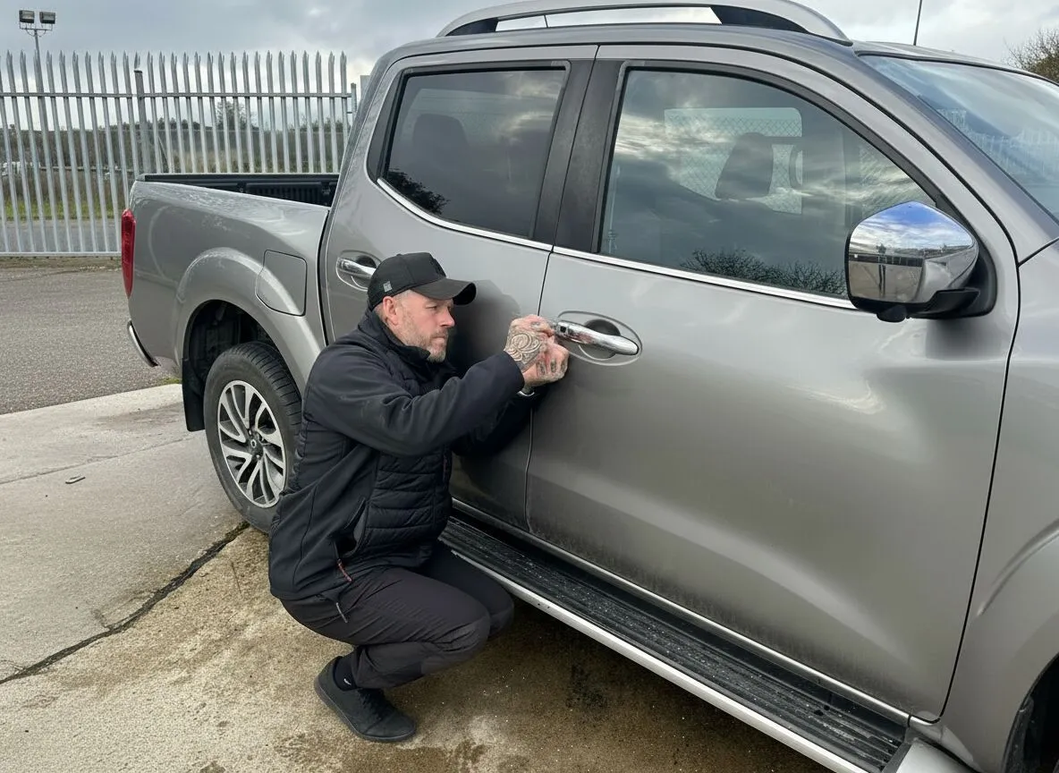 Auto Access locksmith picking a car door lock in the North East