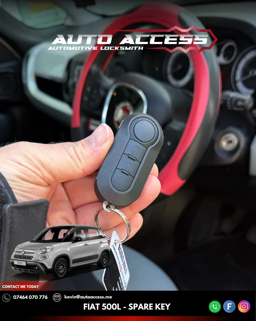 Fiat 500L spare flip key cut and programmed on site by Auto Access in Gateshead, North East